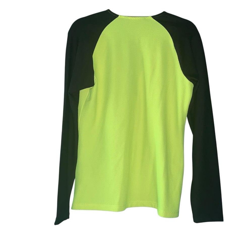 Lauren Ralph Lauren Green Label Large Waffle Knit Top Neon Yellow & Black1/4Zip - Picture 2 of 9